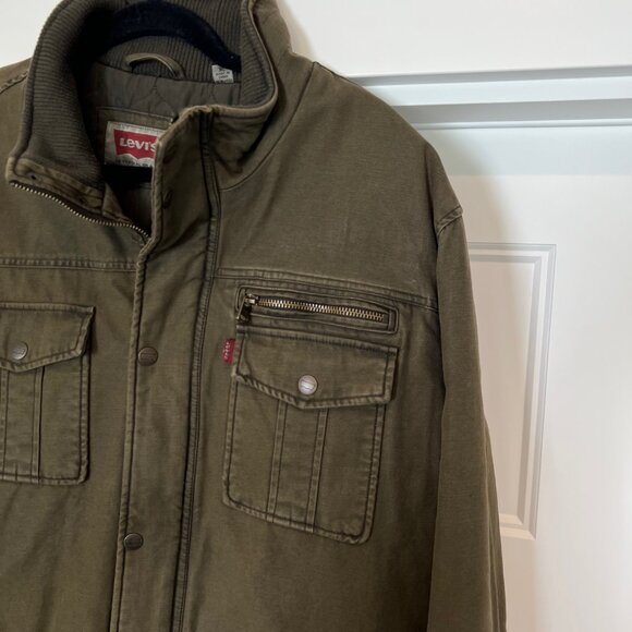 Levi's Men Deep Green Quilted Lining Trucker Military Jacket, XL - Picture 4 of 8